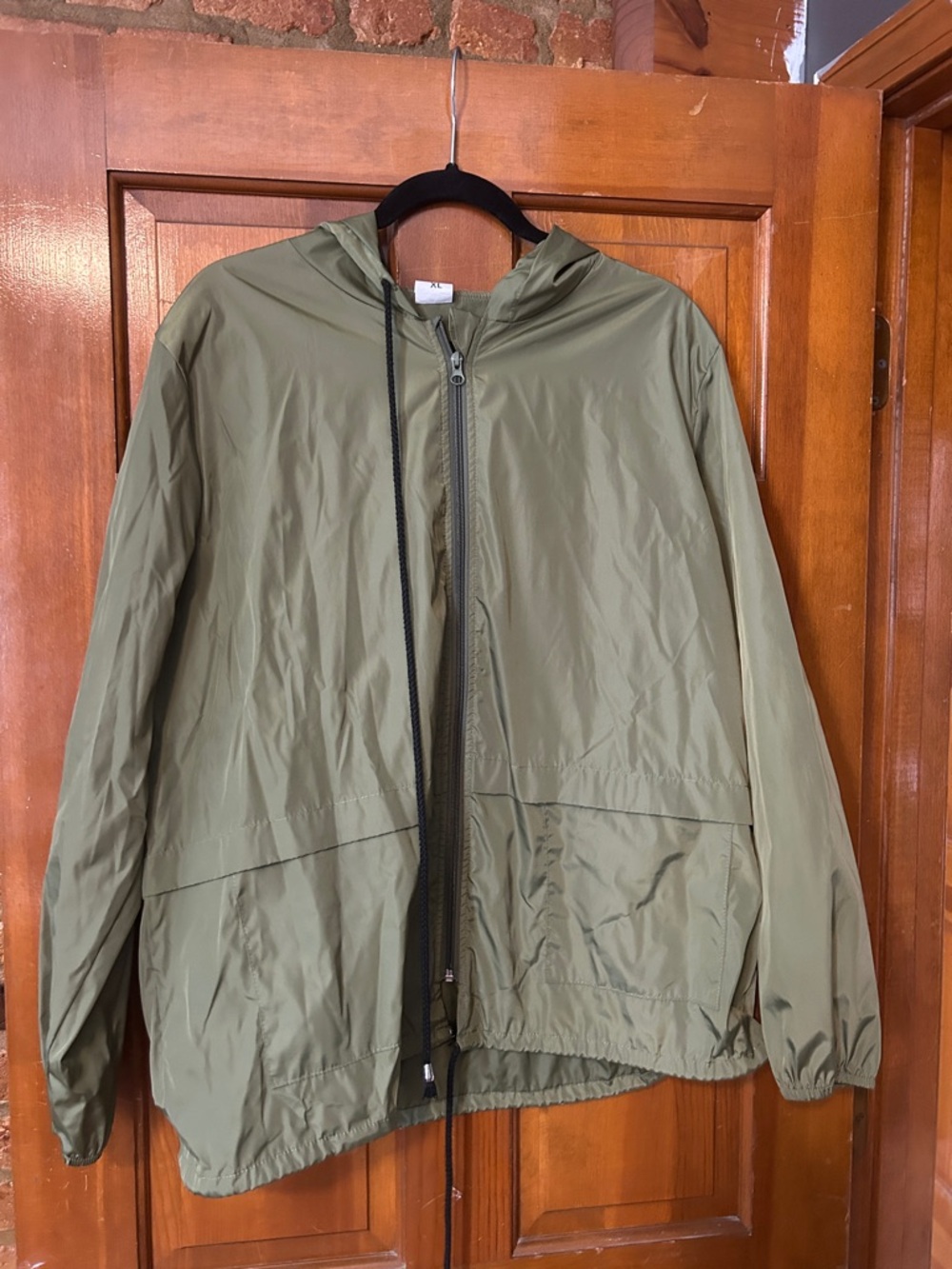 Women's Olive Hooded Windbreaker Jacket